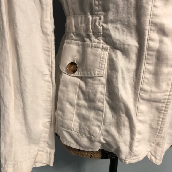 EUC! Talbots White Linen Jacket Size Large Petite - Picture 9 of 13